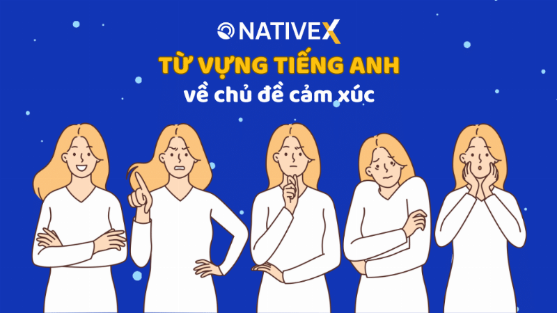 Minh họa các cảm xúc khác nhau như vui, buồn, giận dữ, sợ hãi để diễn tả ý nghĩa của feel.
