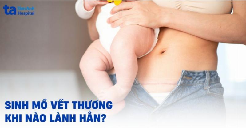 Hình ảnh vết mổ đang phục hồi sau sinh mổ cần chế độ ăn uống hợp lý